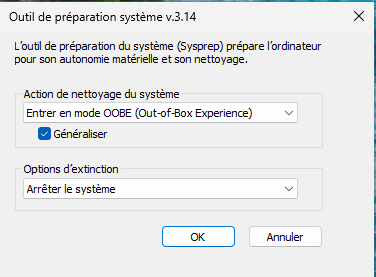 Sysprep mode OOBE